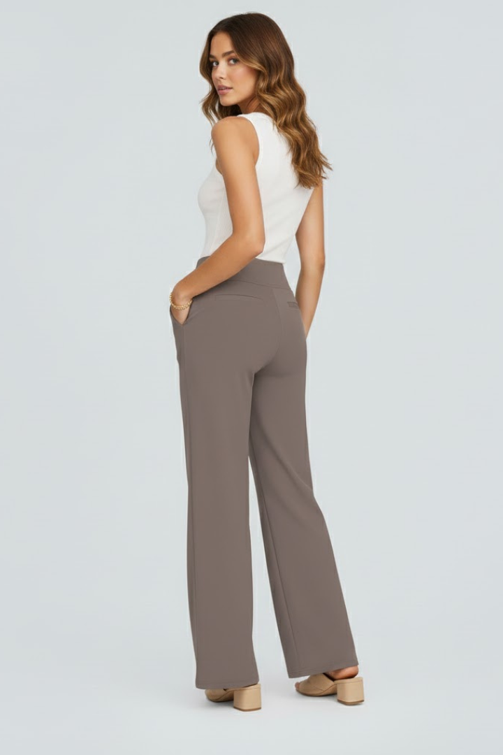 High-Waisted Wide-Leg Pull-On Trousers for Women