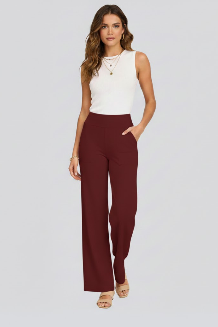 High-Waisted Wide-Leg Pull-On Trousers for Women