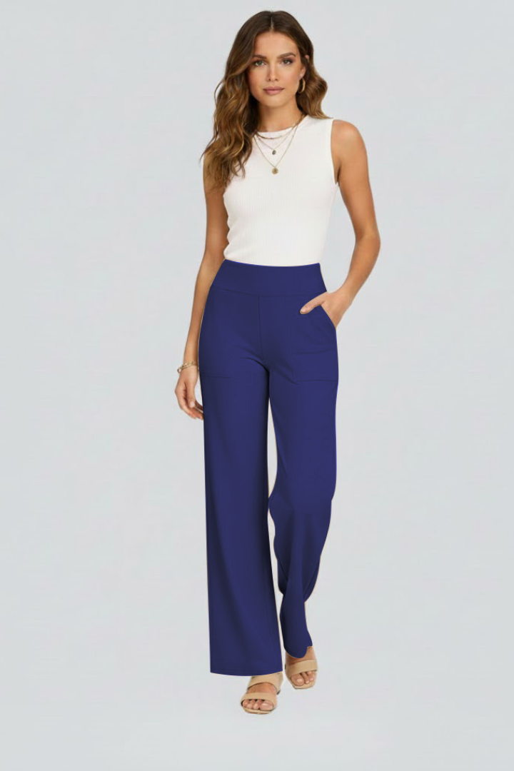 High-Waisted Wide-Leg Pull-On Trousers for Women
