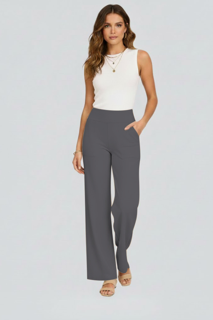 High-Waisted Wide-Leg Pull-On Trousers for Women