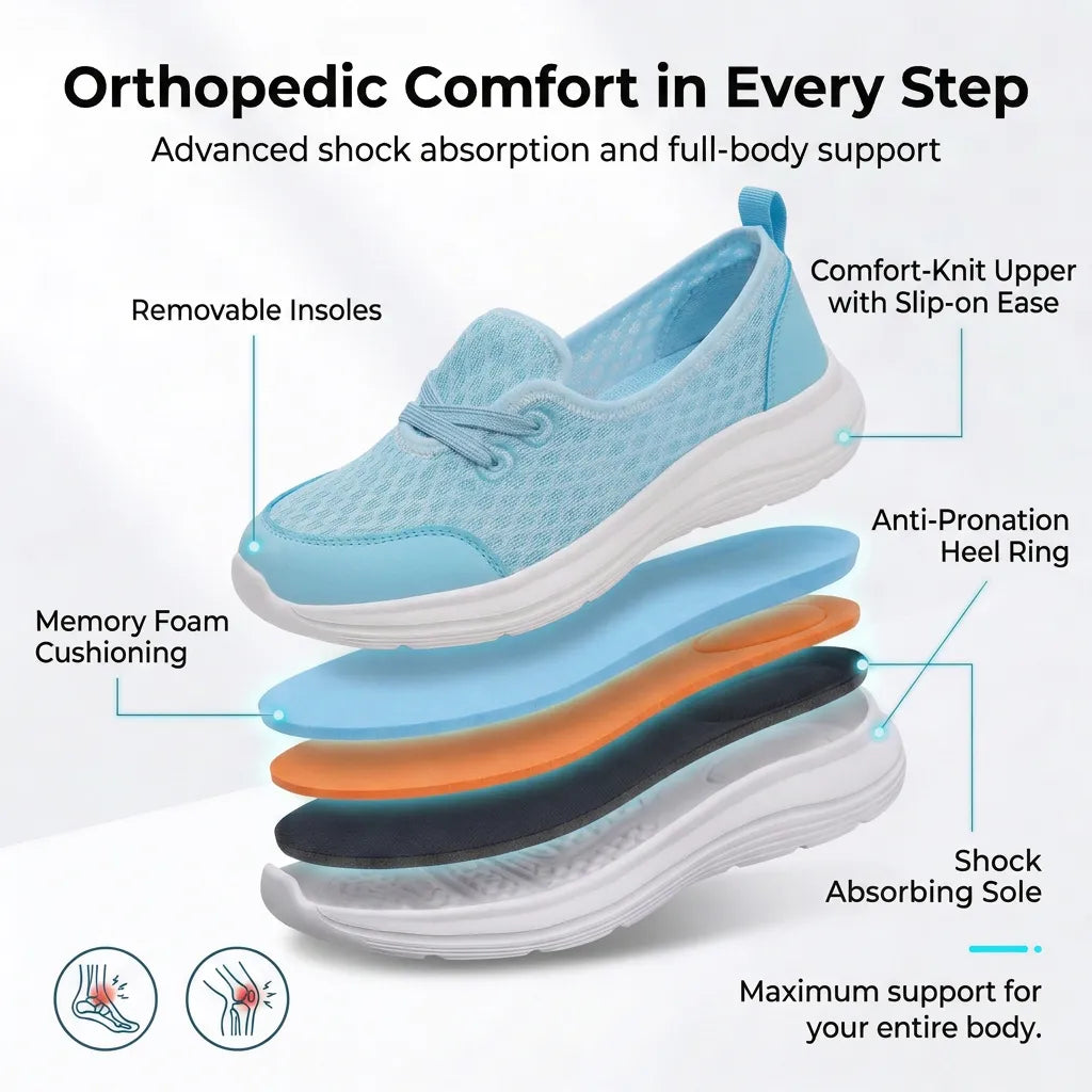 Women's Orthopedic Walking Shoes with Cushioned Insole