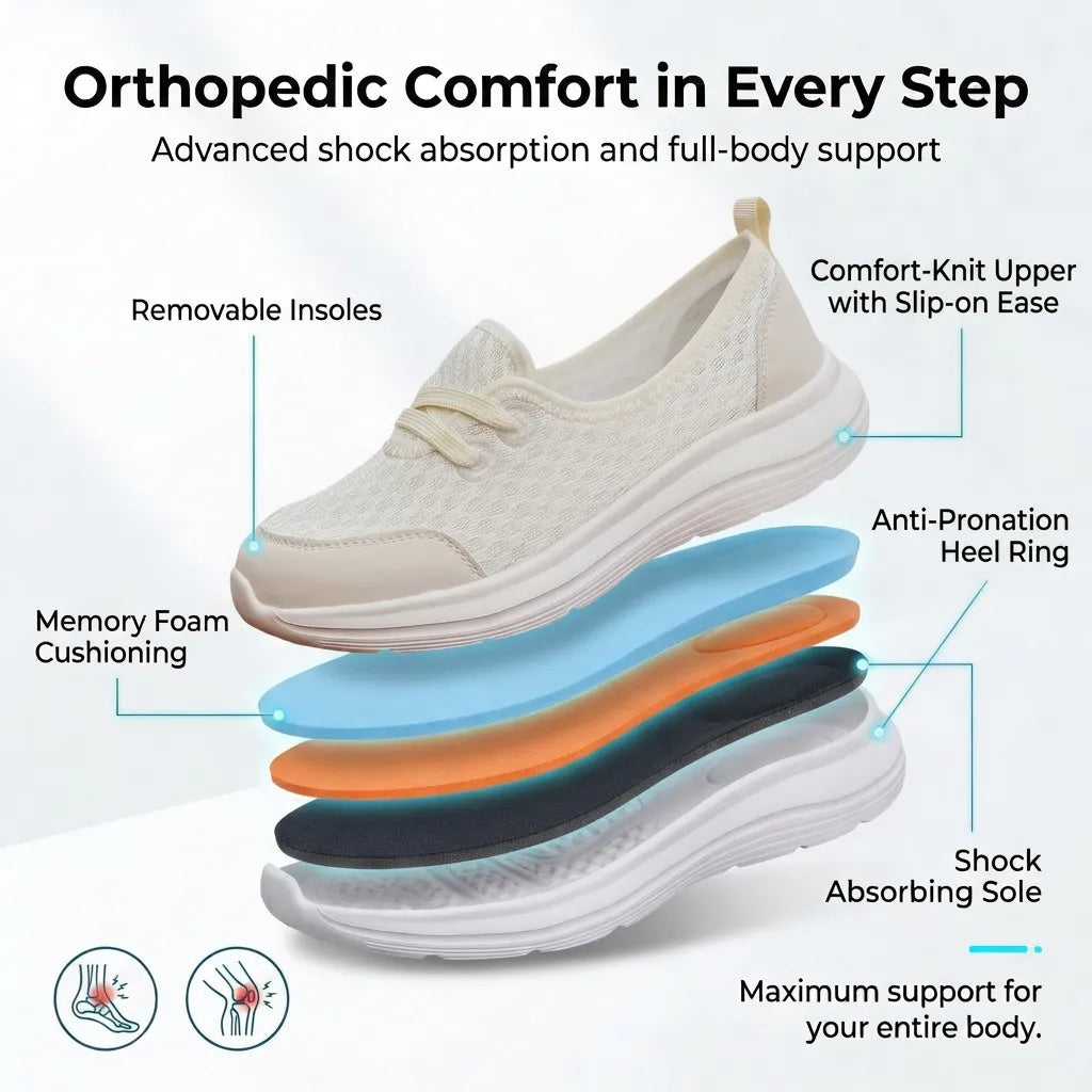 Women's Orthopedic Walking Shoes with Cushioned Insole