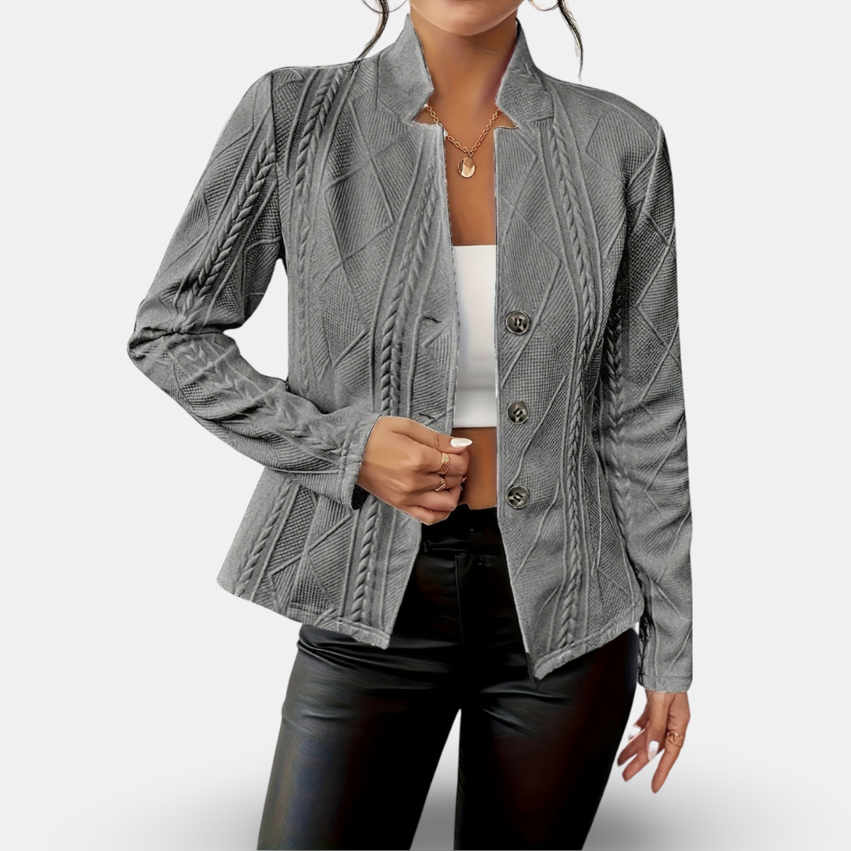 Tailored Fitted Cardigan With Button Front