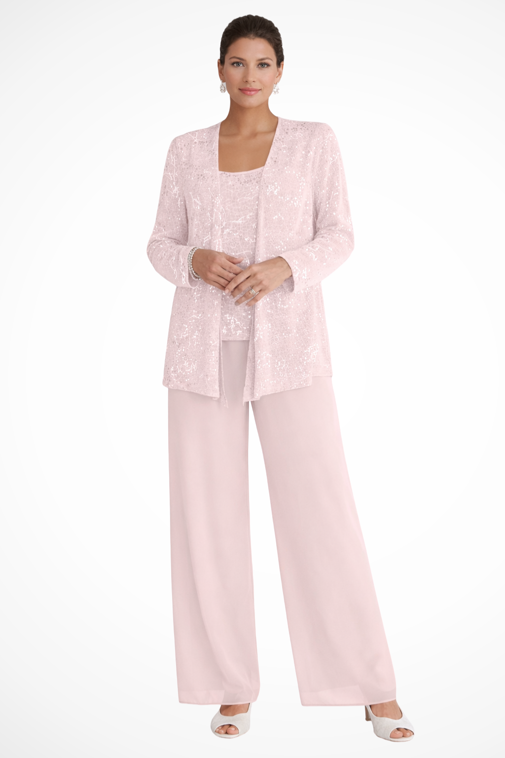 Three-Piece Formal Evening Set with Flowing Silhouette