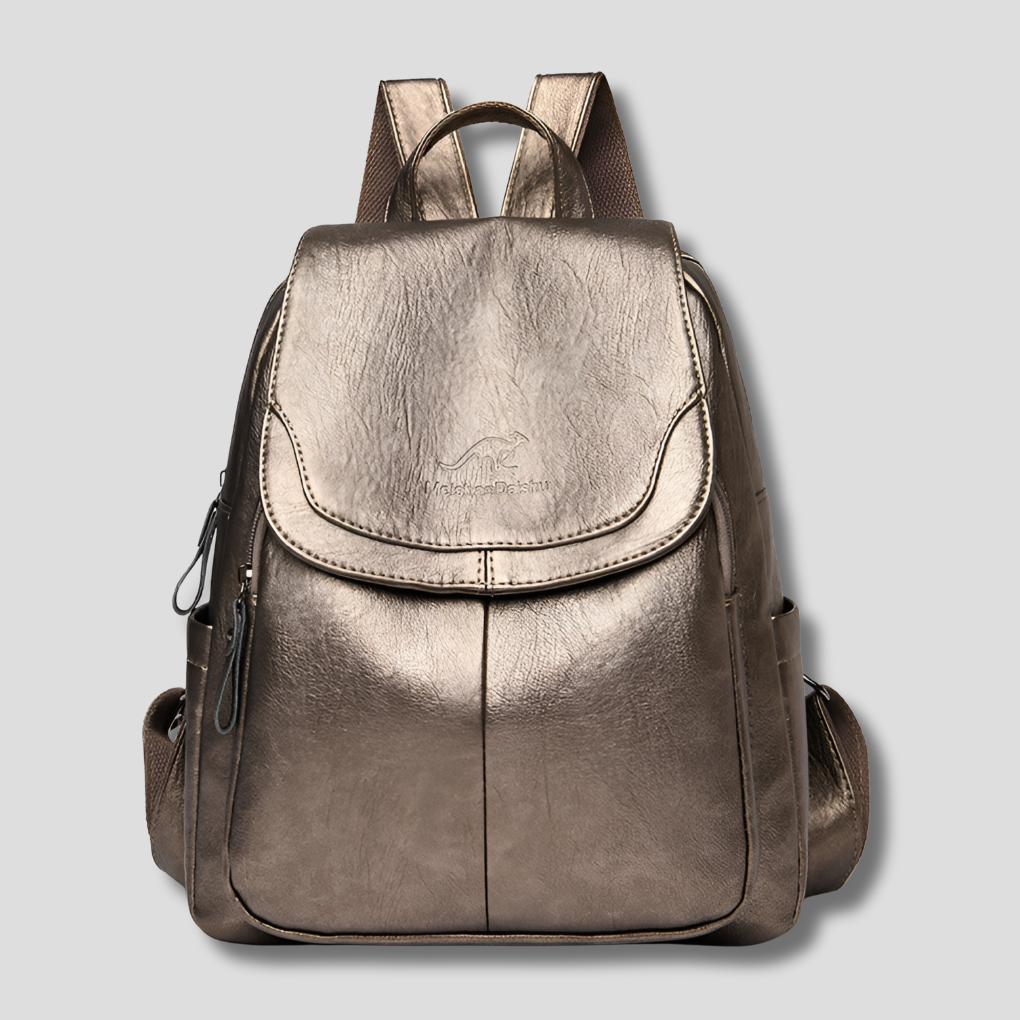 Anti-Theft Leather Backpack
