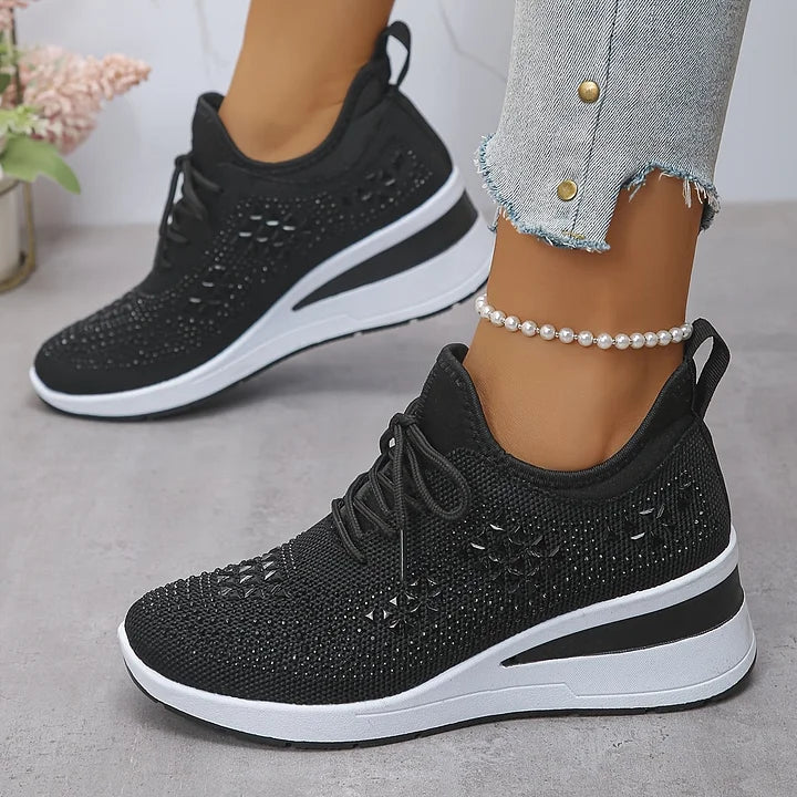 Rhinestone Orthopedic Arch Support Mesh Sneakers