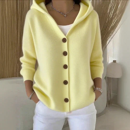 Hooded A Line Cardigan With Button Front