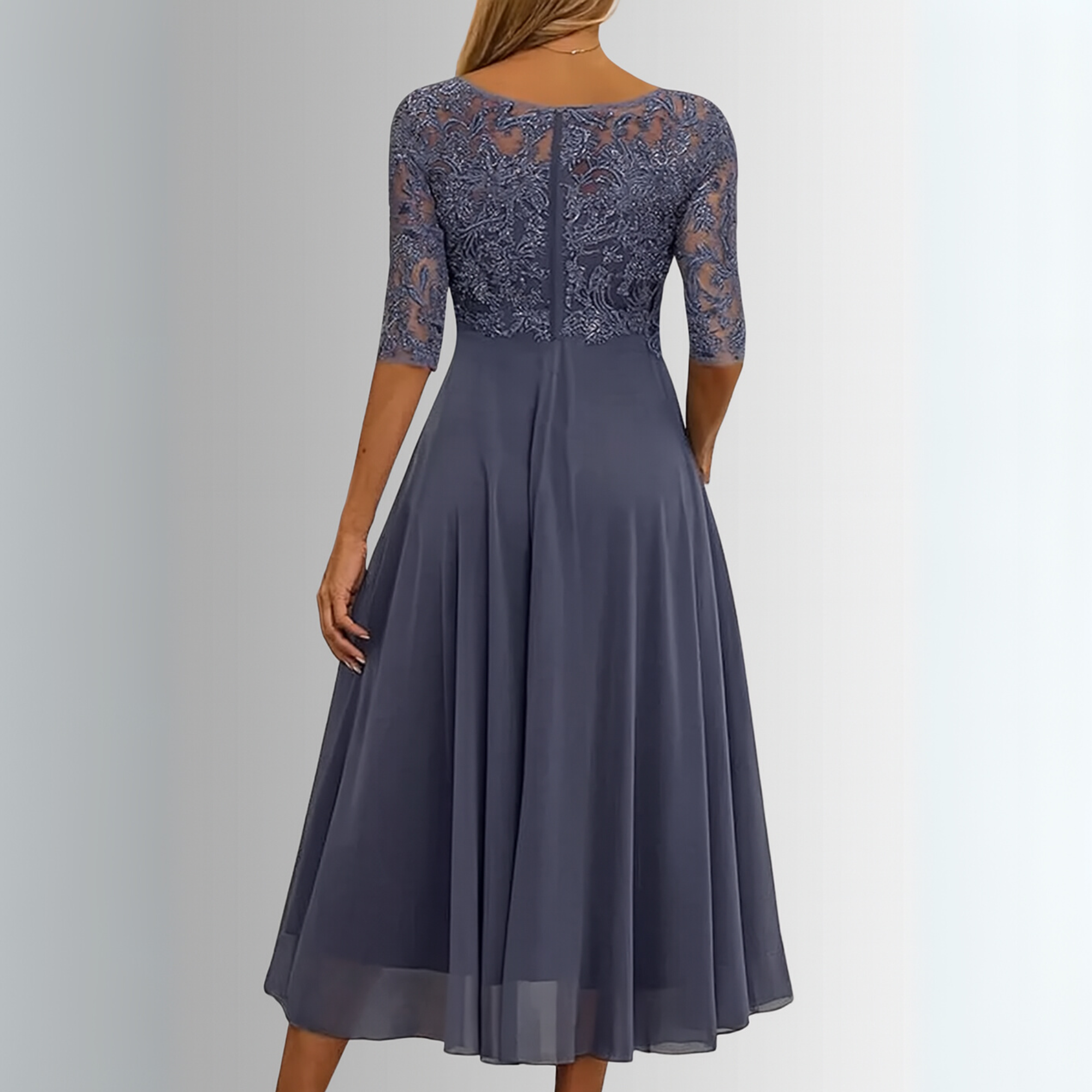 Layered Lace Bodice Sleeveless Midi Dress