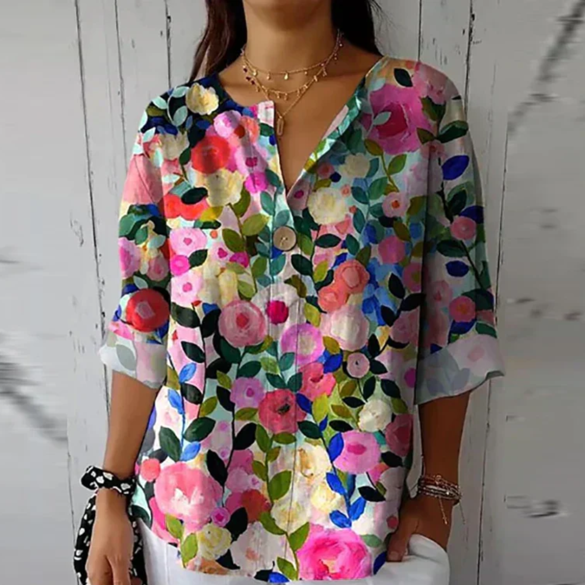 Chic Floral Print Relaxed Fit Blouse