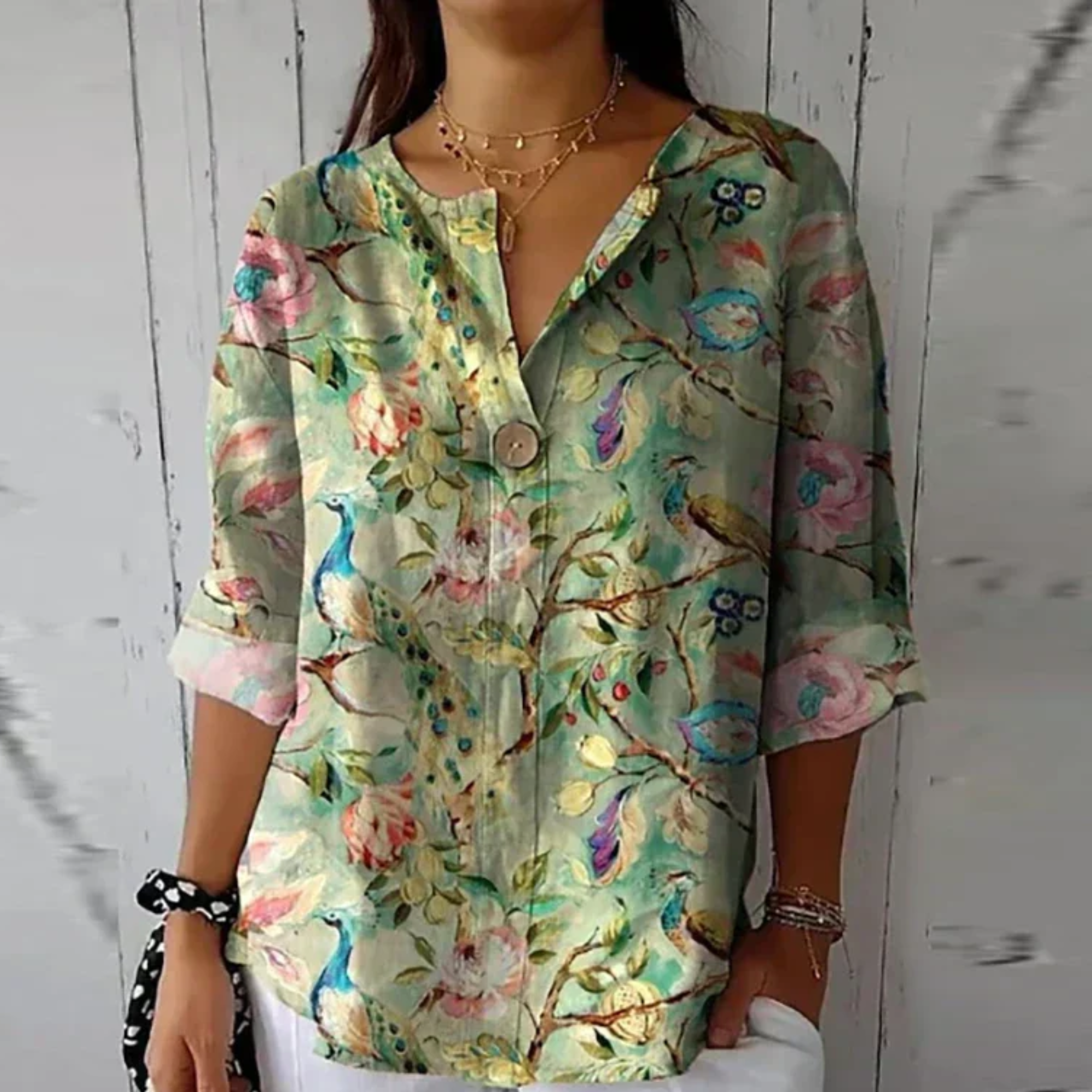 Chic Floral Print Relaxed Fit Blouse