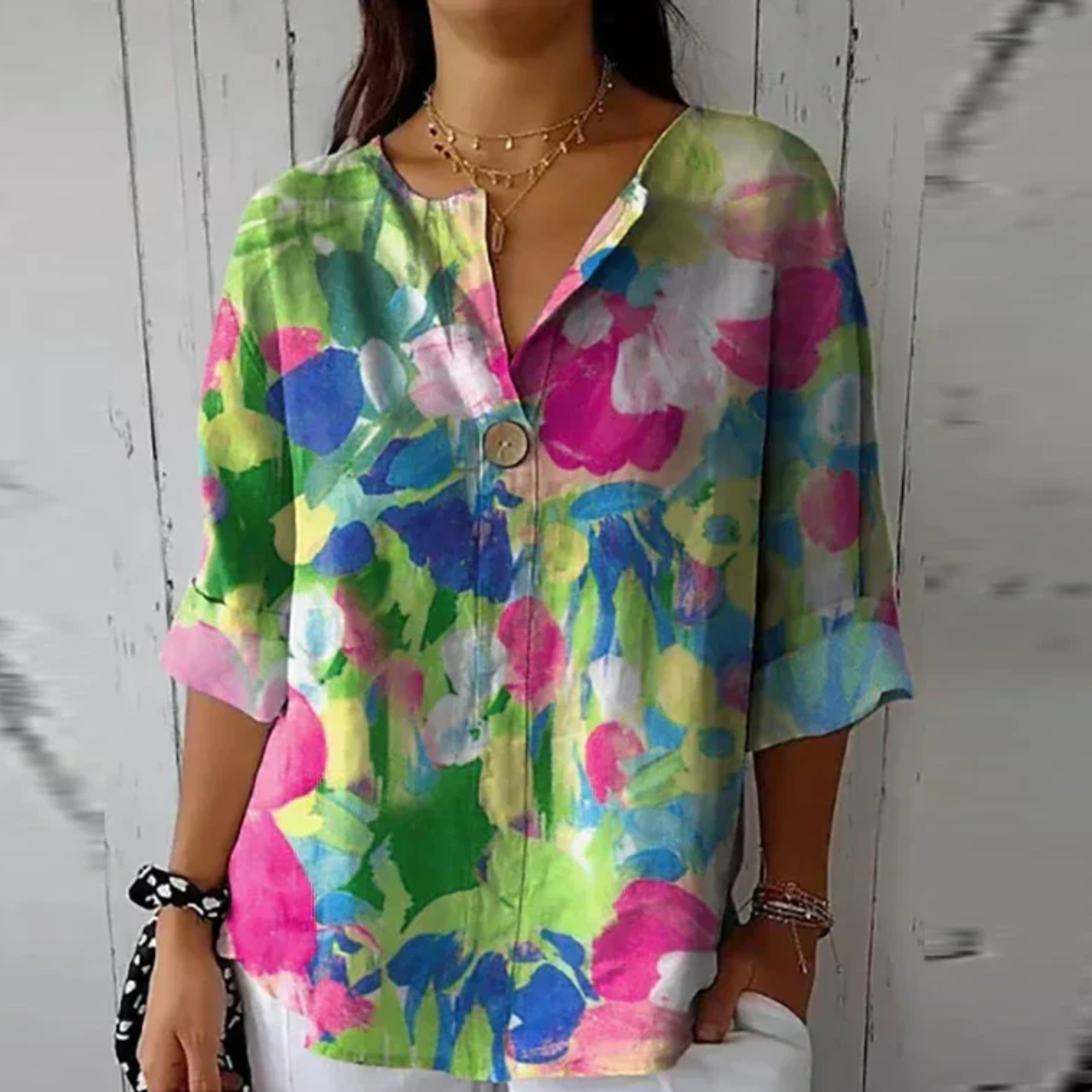 Chic Floral Print Relaxed Fit Blouse