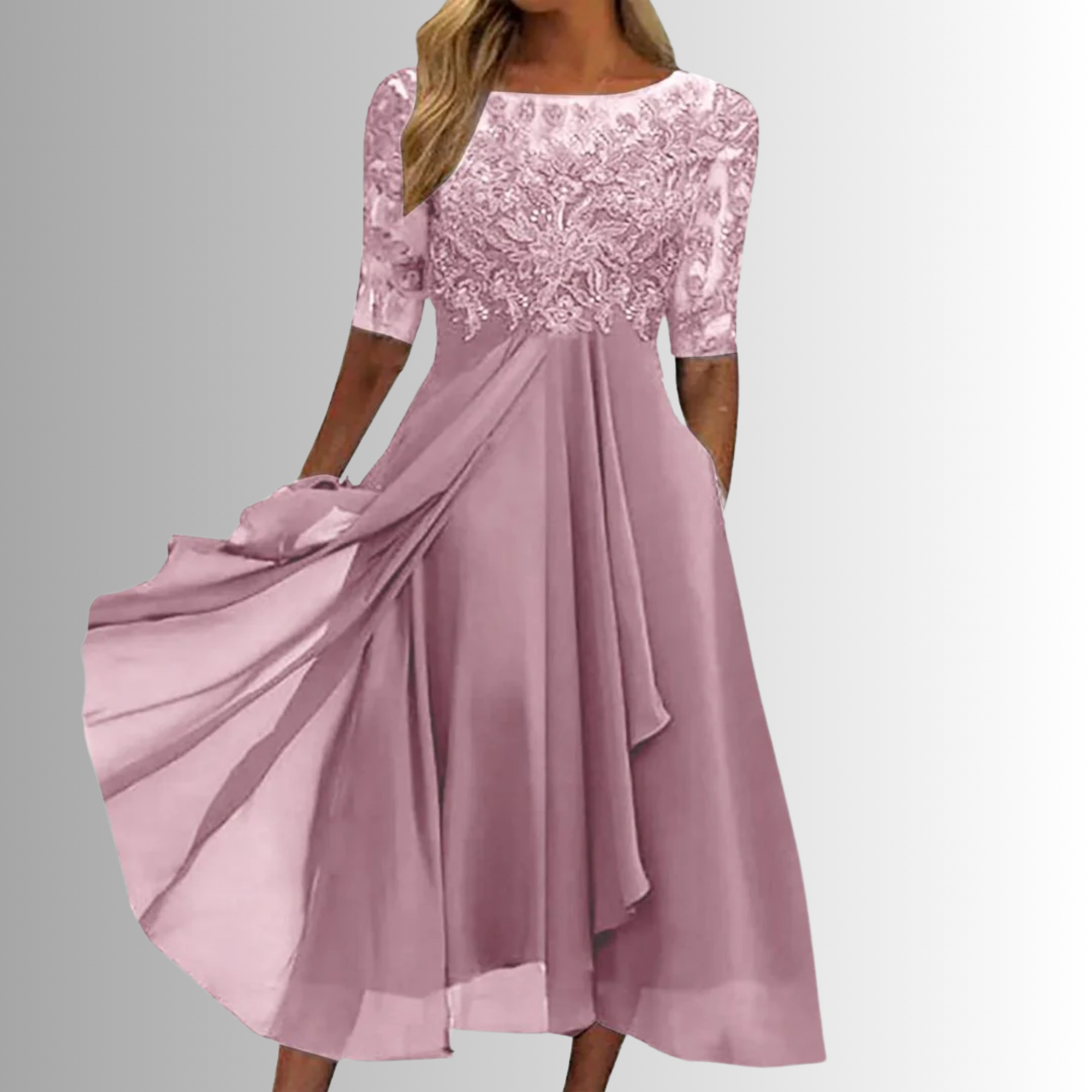 Layered Lace Bodice Sleeveless Midi Dress