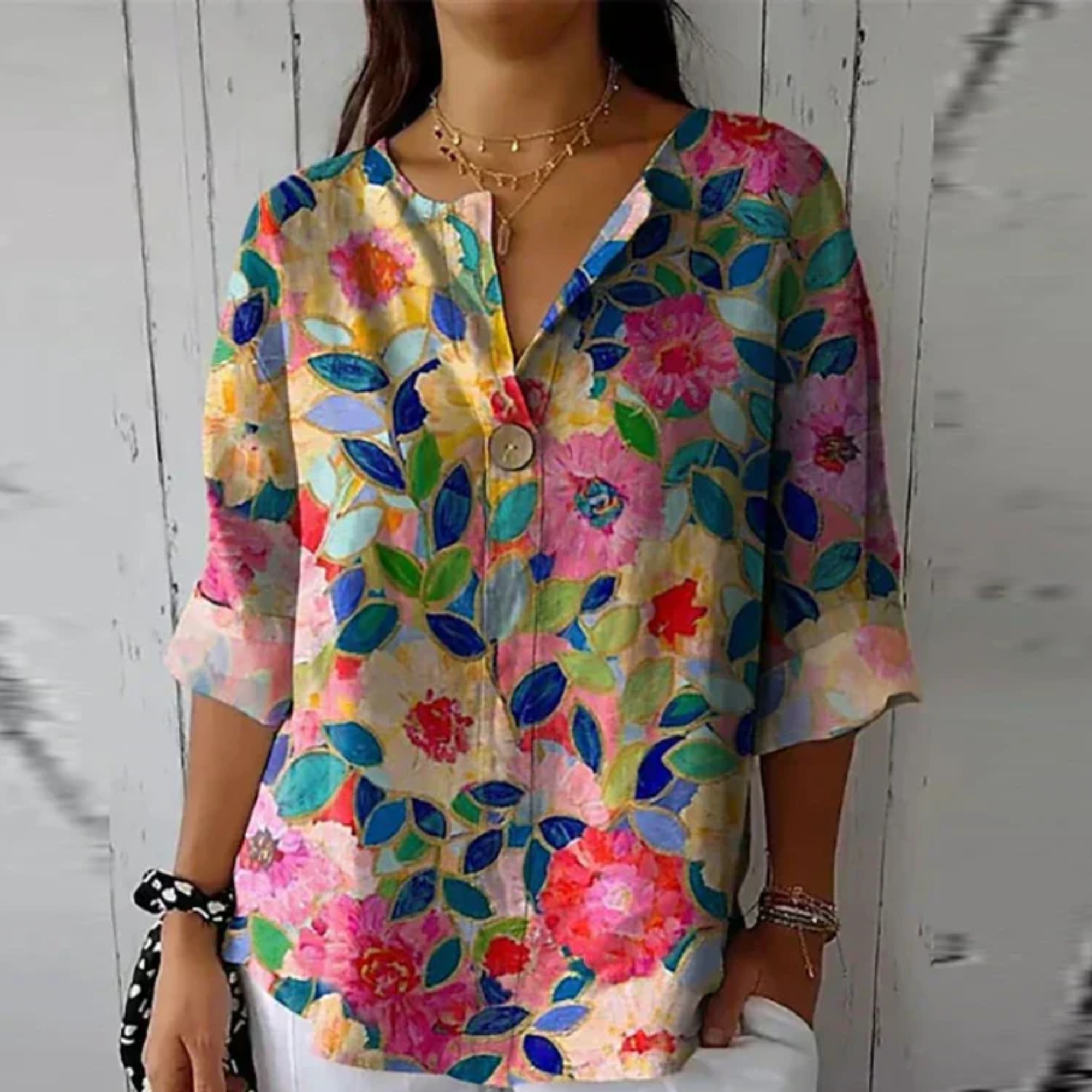 Chic Floral Print Relaxed Fit Blouse