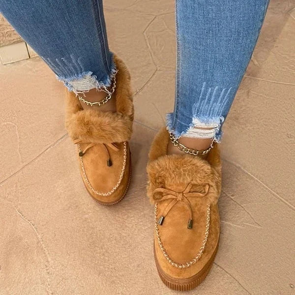 Warm Fleece-Lined Round-Toe Cotton Shoes