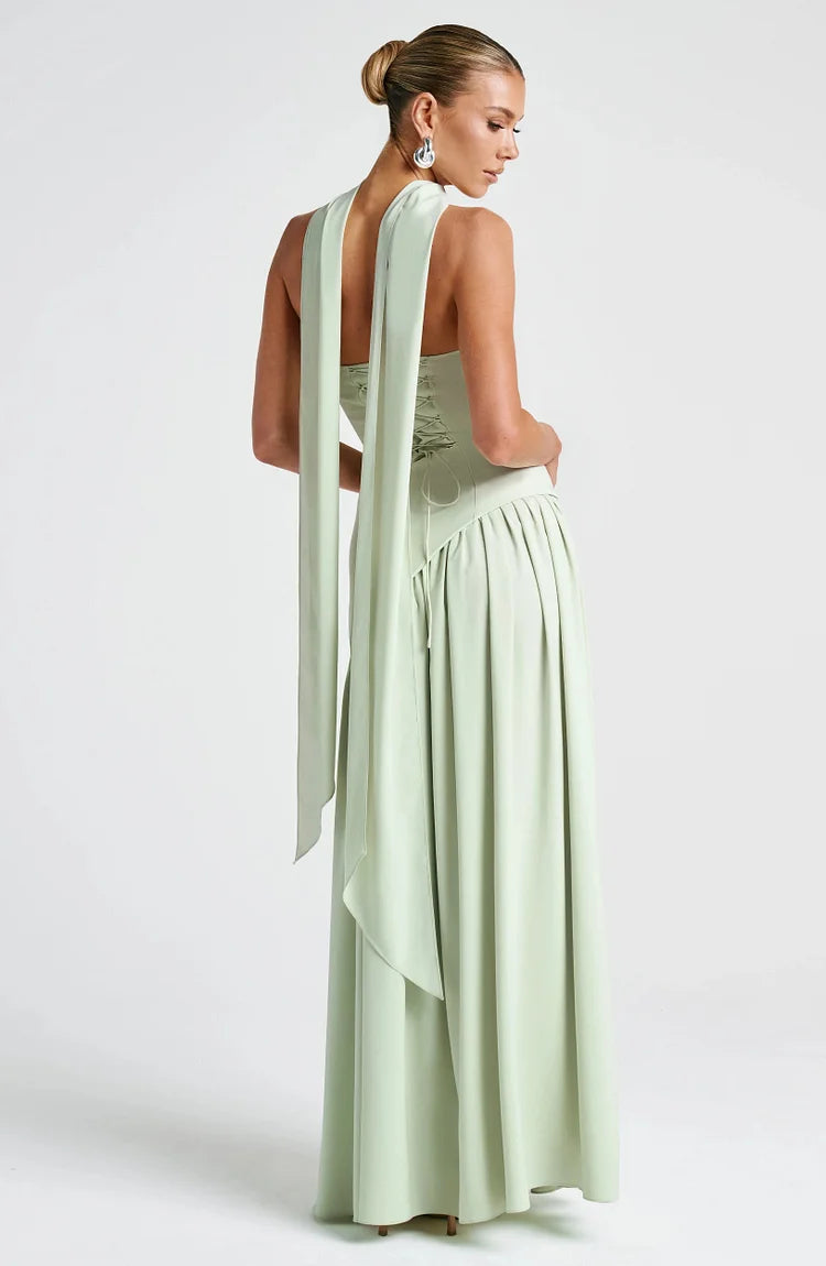 Strapless Asymmetric Hem Chiffon Maxi Dress