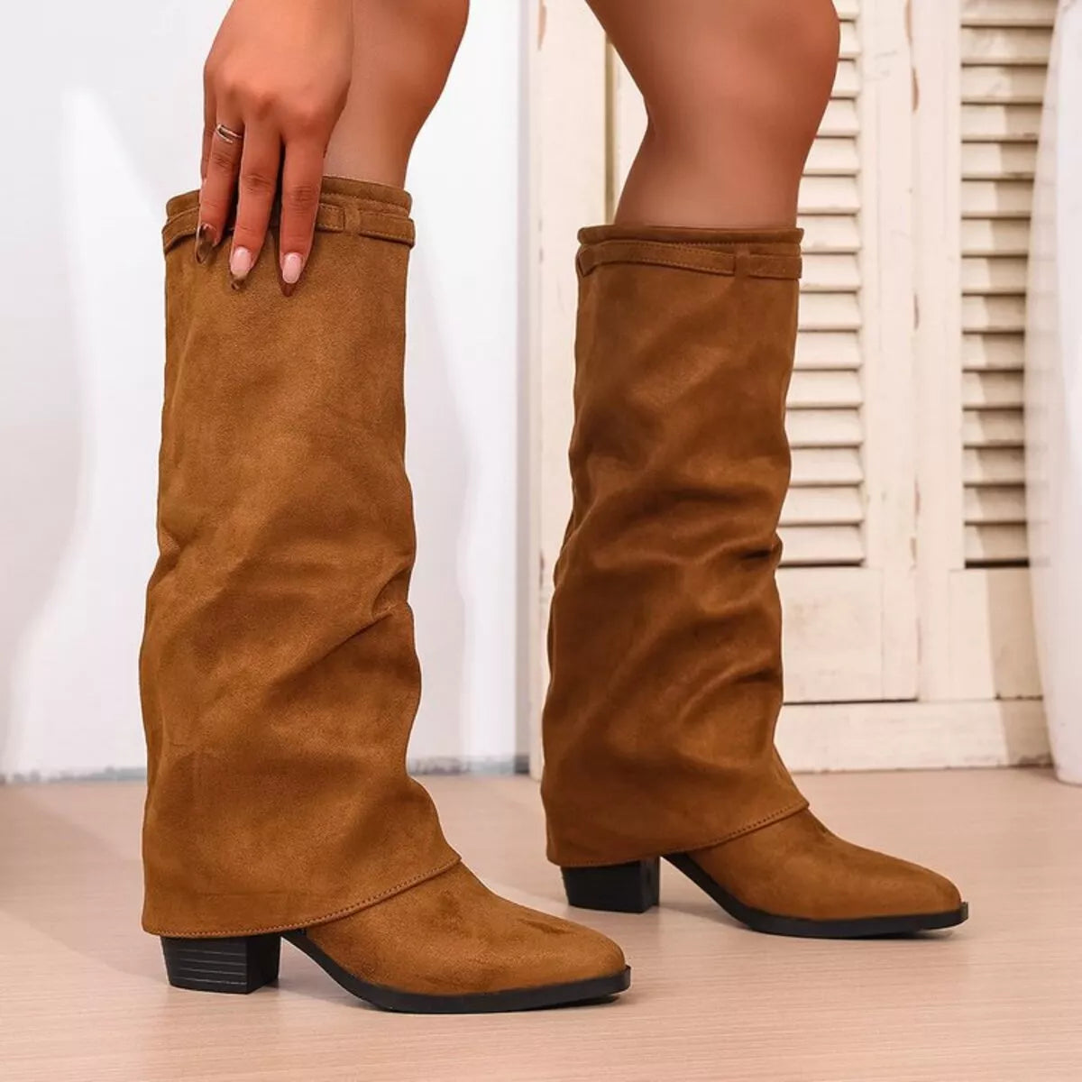 Knee High Low Heel Boots
