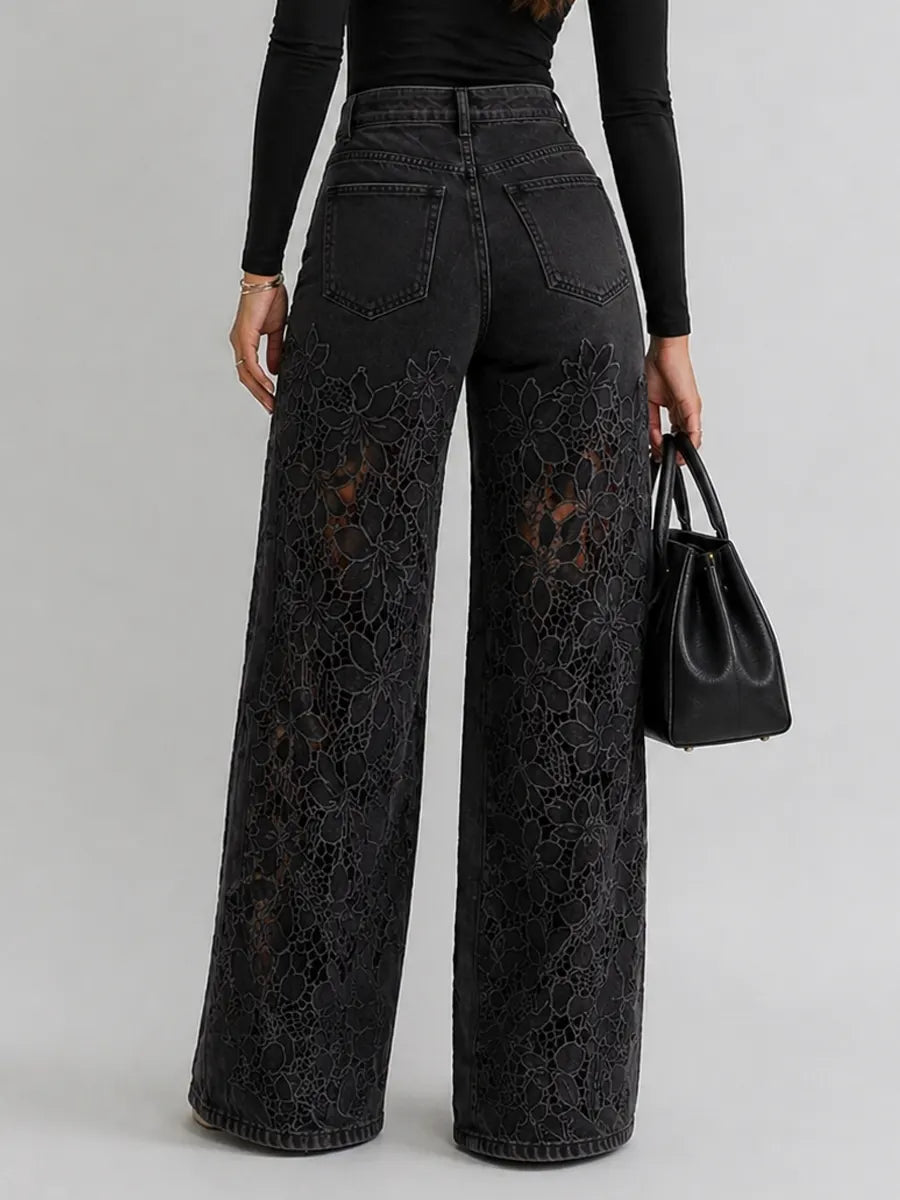 Kaliora Floral Lace Wide Leg Jeans