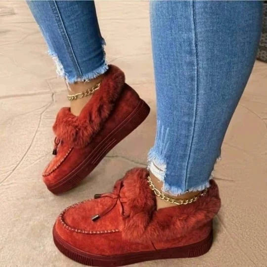Warm Fleece-Lined Round-Toe Cotton Shoes