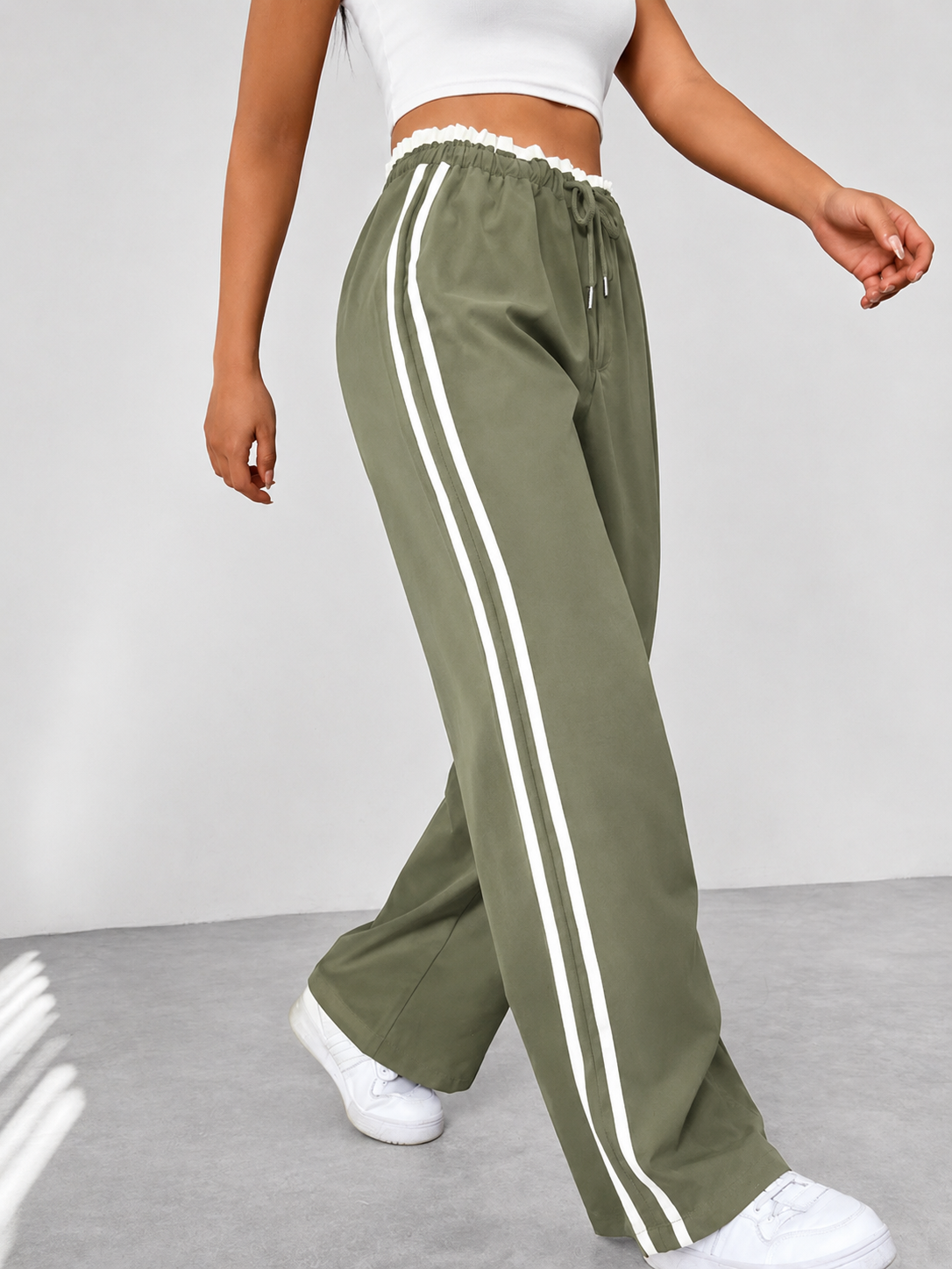 High-Waisted Striped Jogger Sweatpants