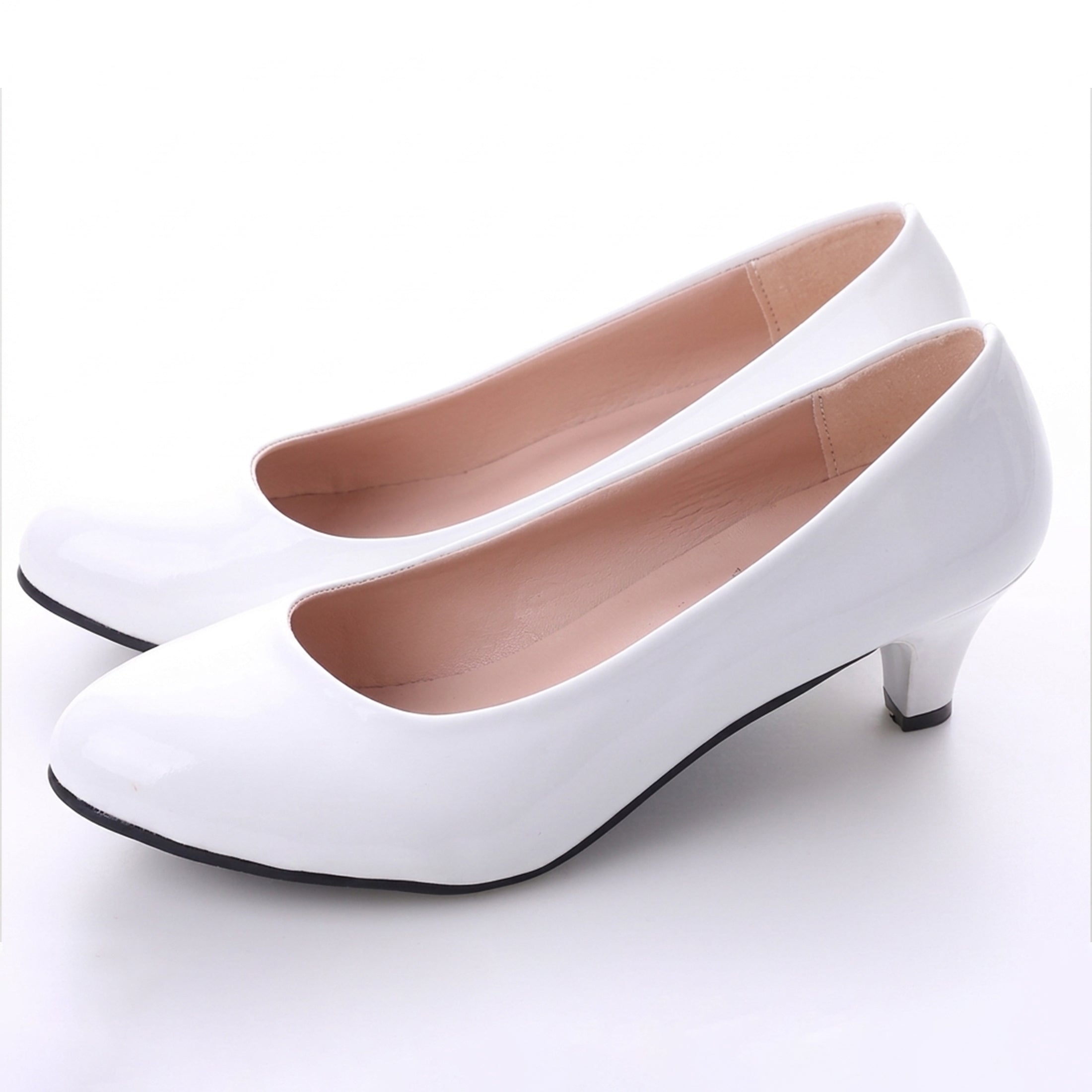 Round Toe Kitten Heel Court Pumps