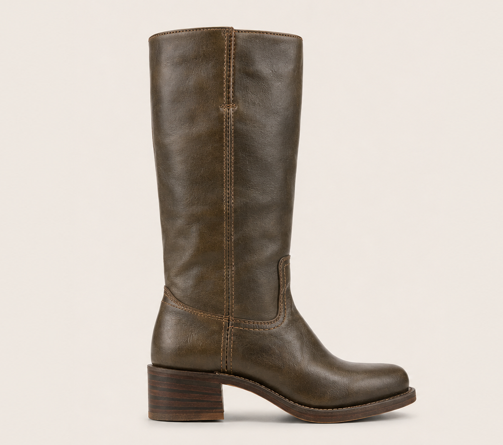 Women's Leather-Look Ankle Boots with Side Zip
