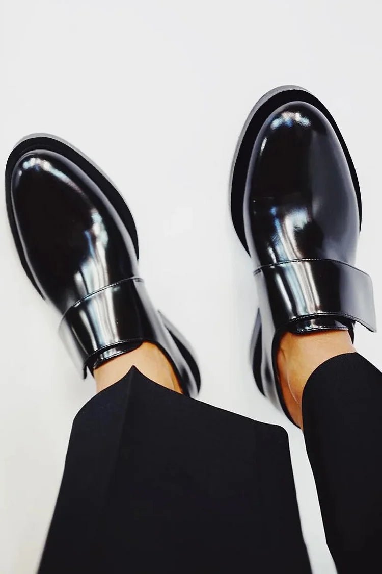 Clara Polished Patent Strap Loafers