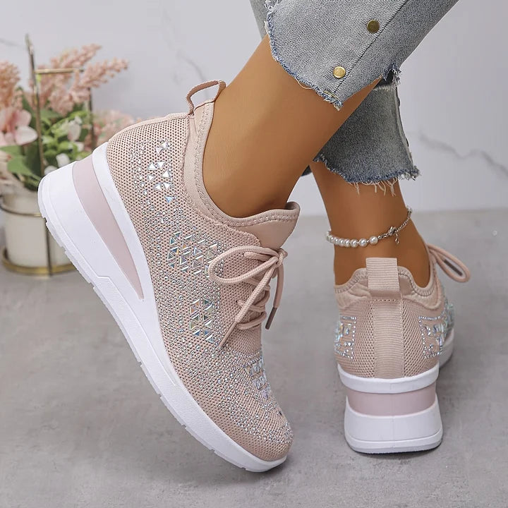 Rhinestone Orthopedic Arch Support Mesh Sneakers