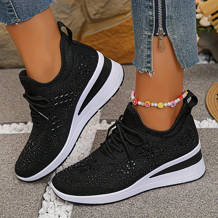 Rhinestone Orthopedic Arch Support Mesh Sneakers
