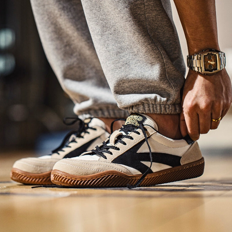 Suede Retro Sneakers With Shock Absorbing Sole