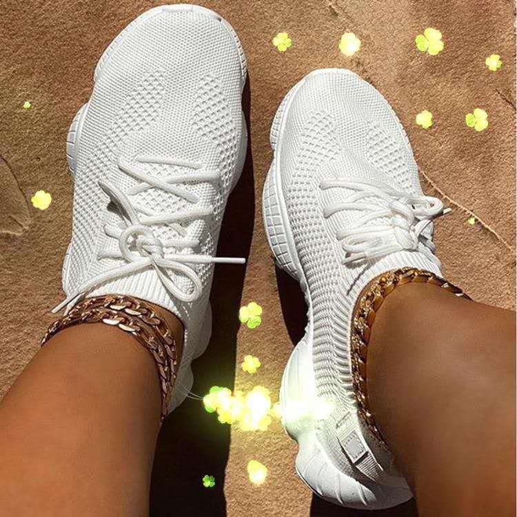 Breathable Mesh Lace-Up Running Sneakers