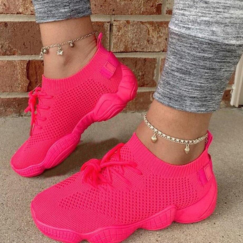 Breathable Mesh Lace-Up Running Sneakers