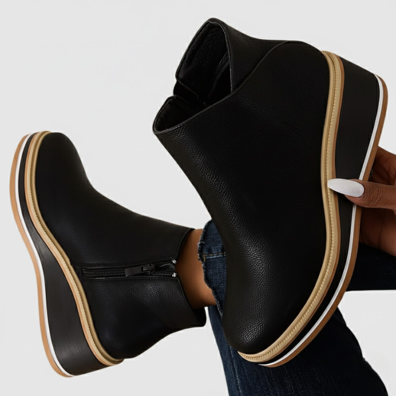 Veronica Leather Wedge Orthopedic Boots