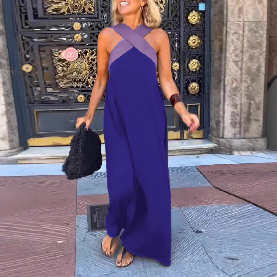 Breathable Crossed Back Open Maxi Dress