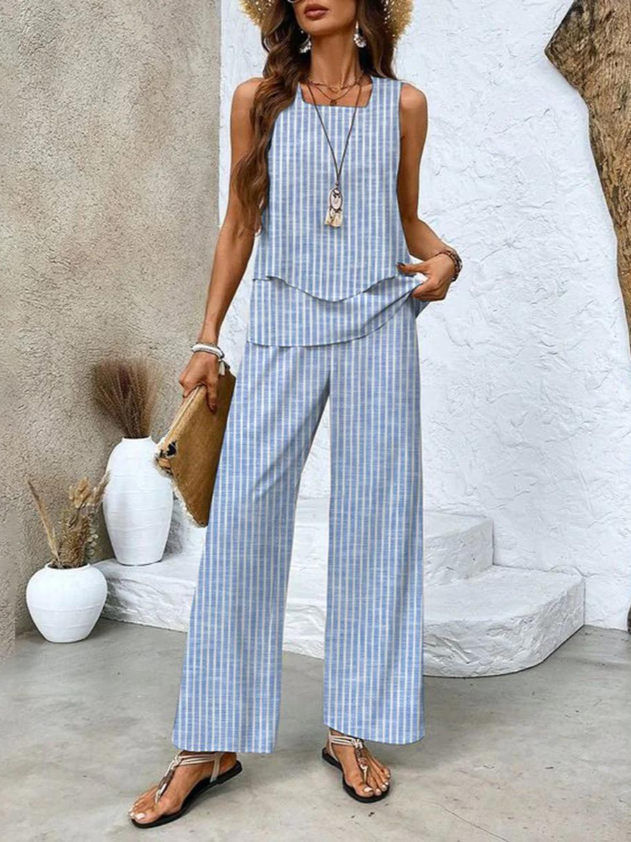 Flowy Sleeveless Two Piece Pant Set