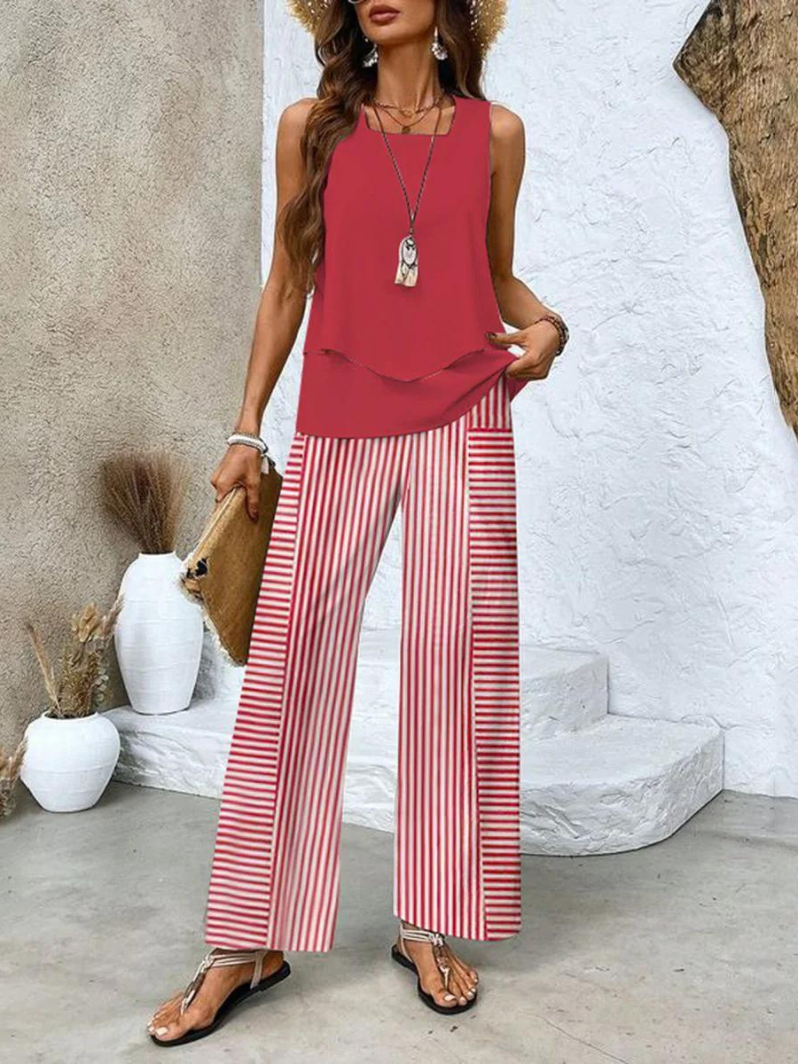 Flowy Sleeveless Two Piece Pant Set