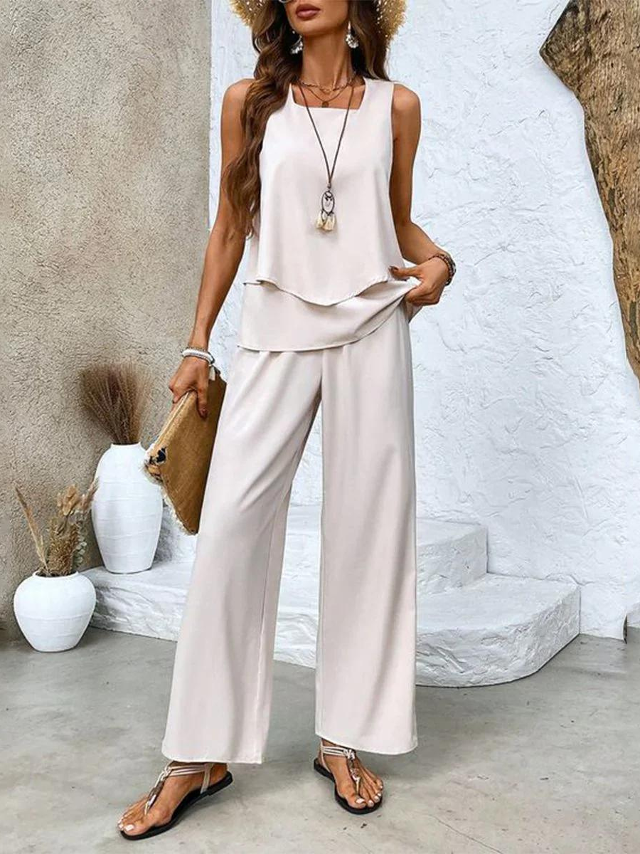 Flowy Sleeveless Two Piece Pant Set