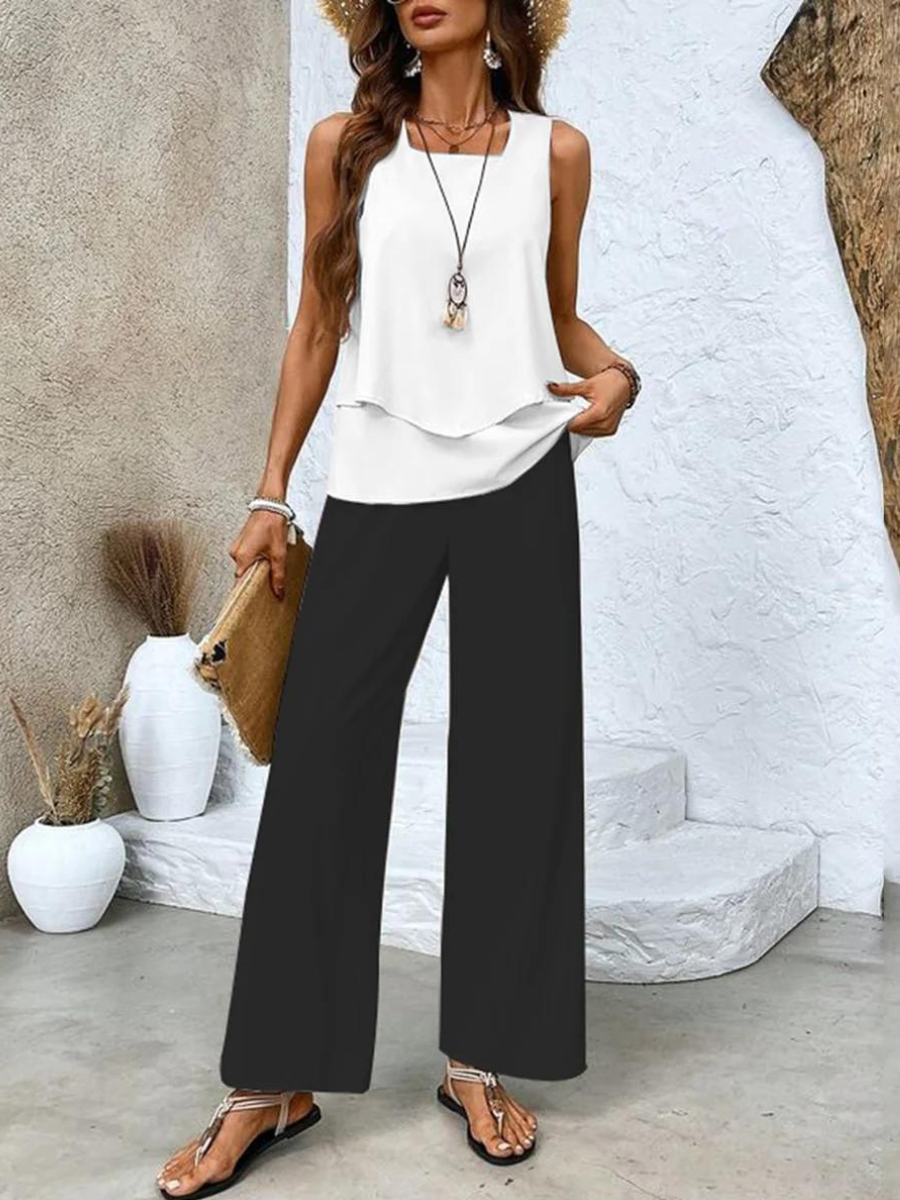 Flowy Sleeveless Two Piece Pant Set