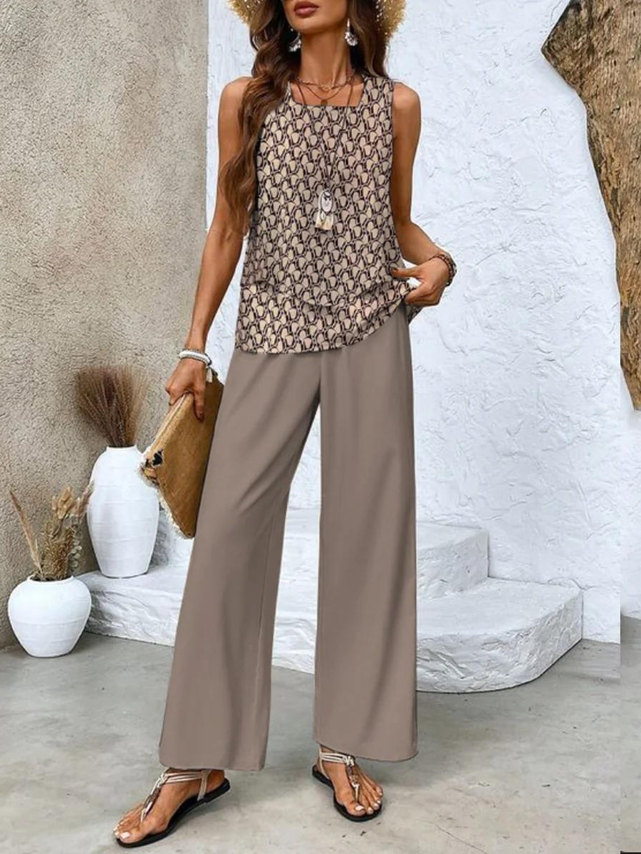 Flowy Sleeveless Two Piece Pant Set