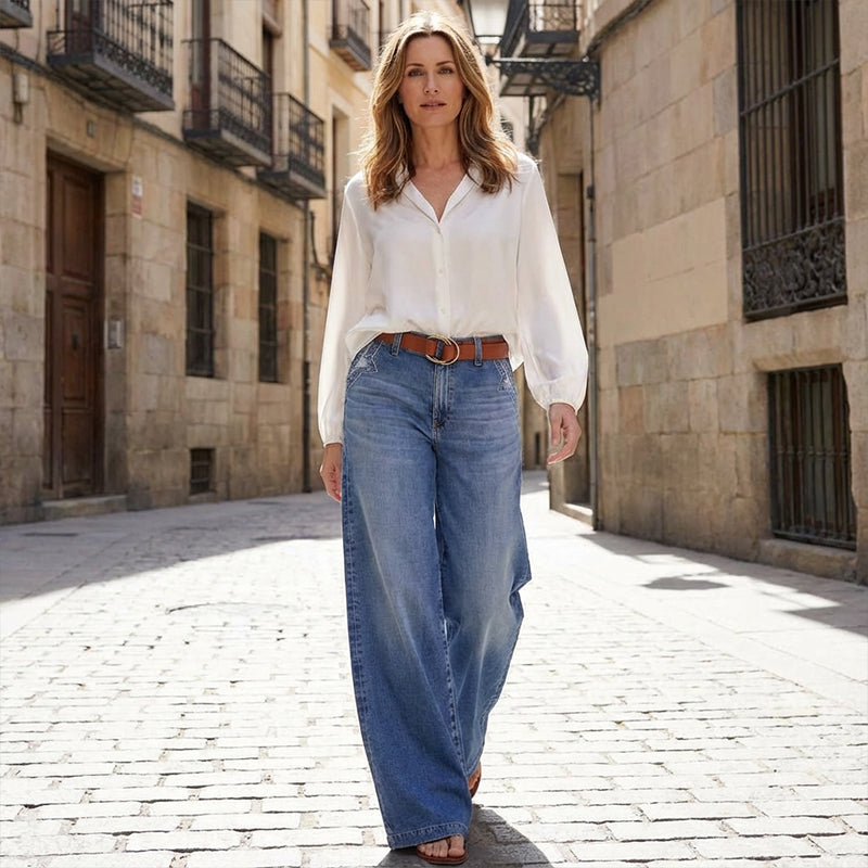 Women's Retro High-Waist Wide-Leg Jeans