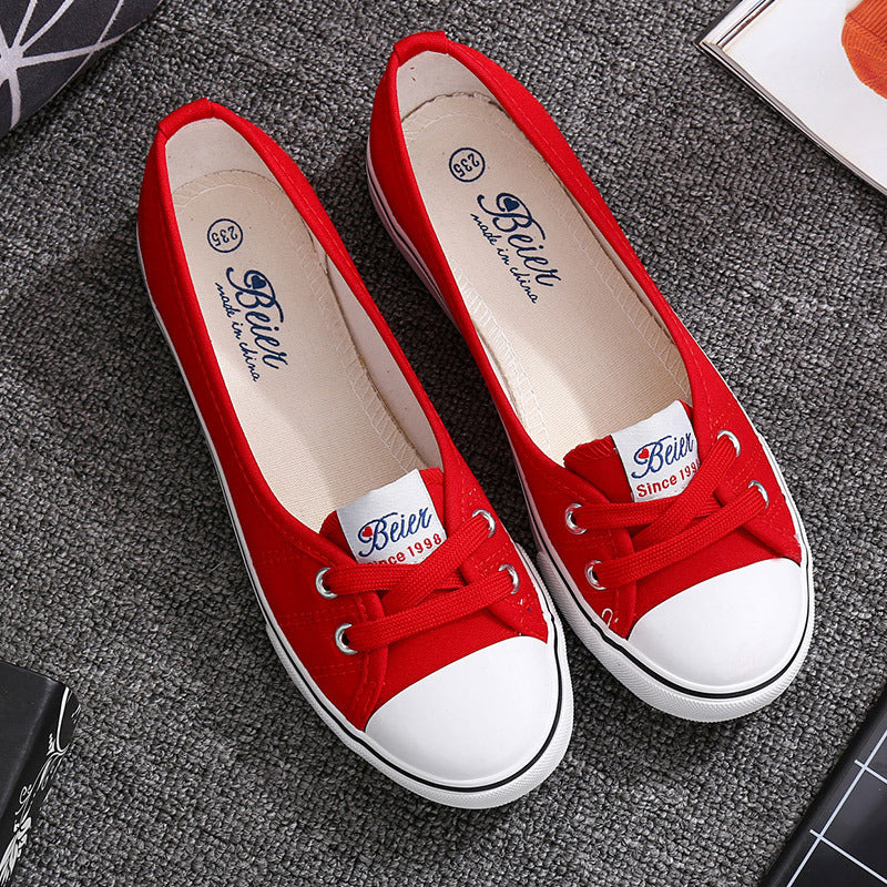 Melissa Breathable Canvas Flat Slip-On Shoes