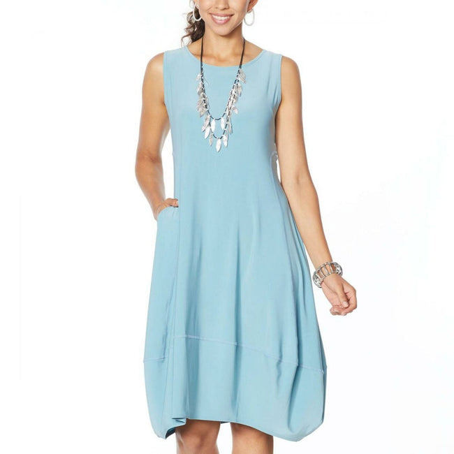 Women's Sleeveless Relaxed Midi Dress With Pockets