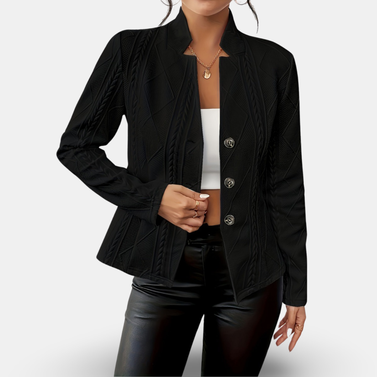 Tailored Fitted Cardigan With Button Front