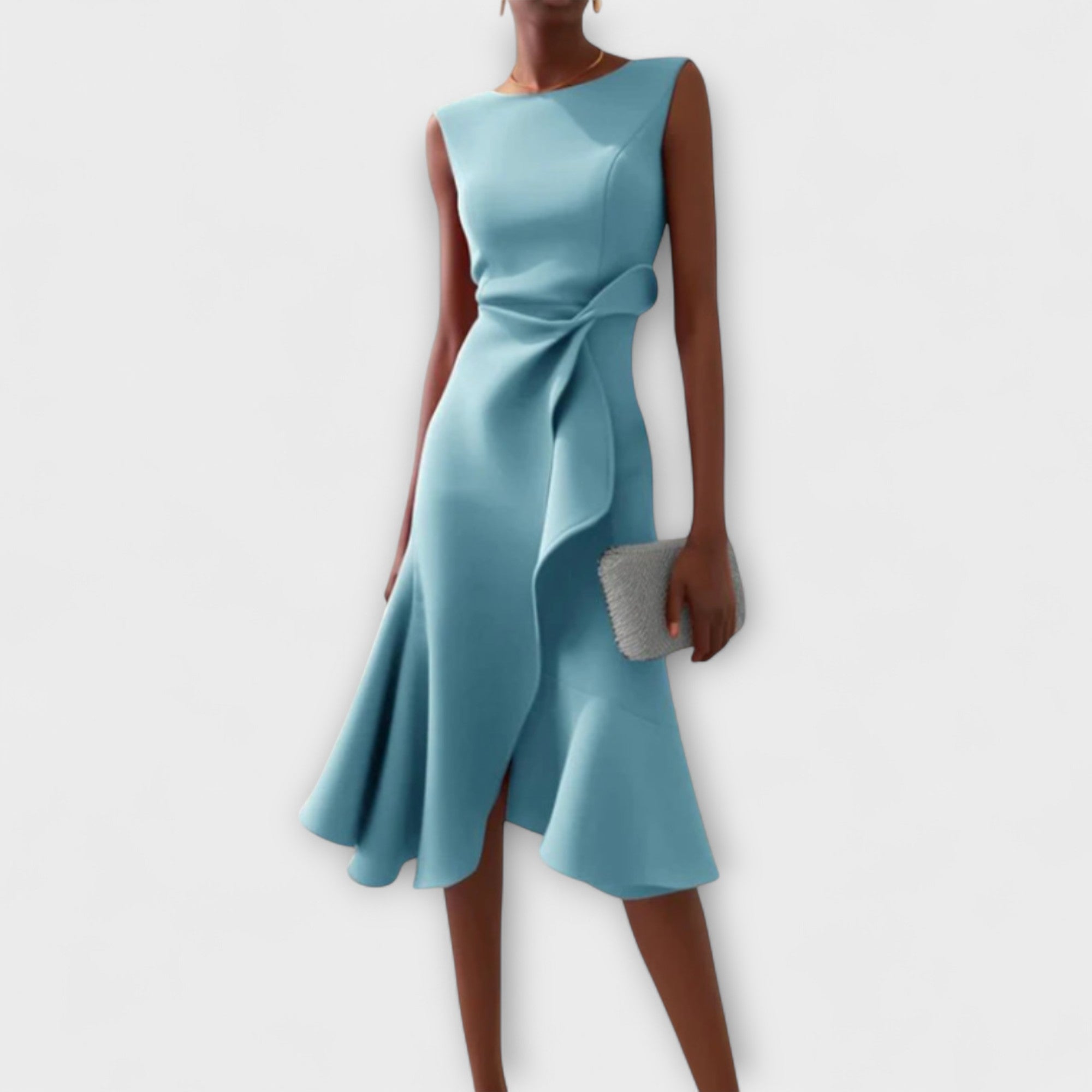Midi Dress for Women - Light Blue Elegant Casual Everyday Dress