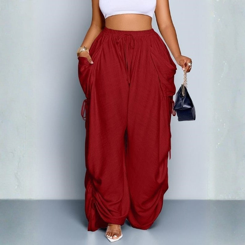 Drawstring Tie Wide Leg Trousers