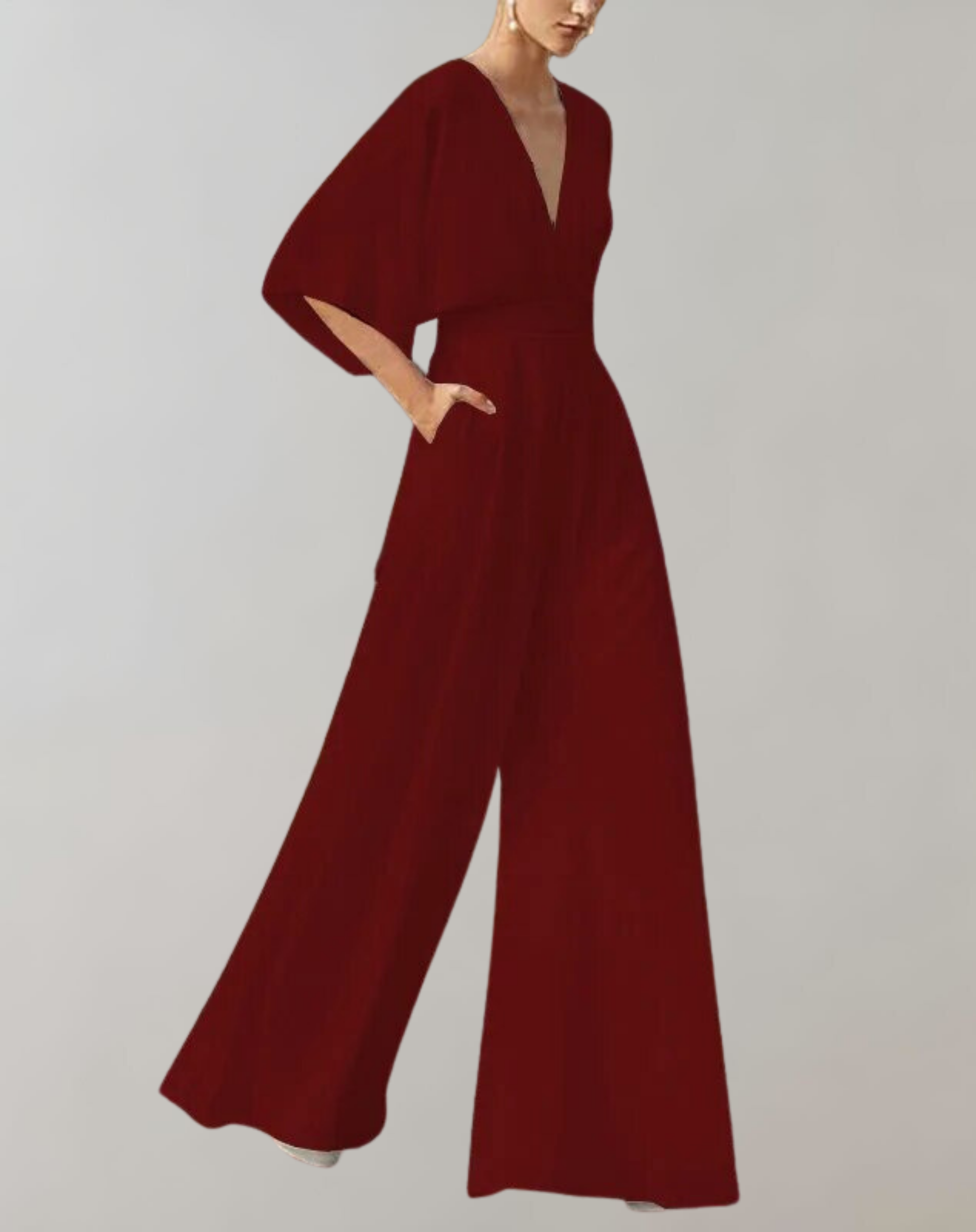 Wide Leg Linen Blend Evening Jumpsuit