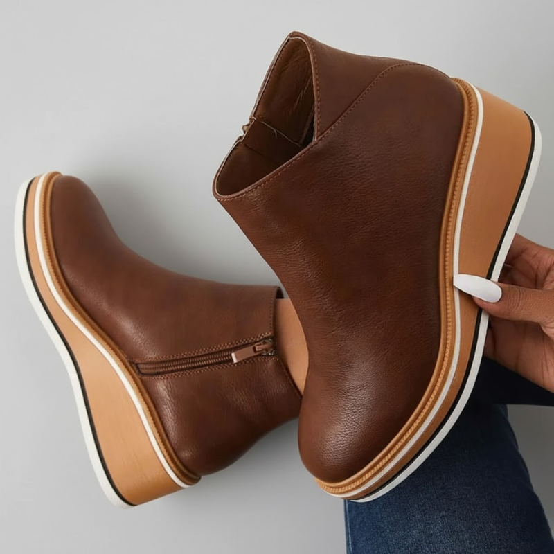 Veronica Leather Wedge Orthopedic Boots
