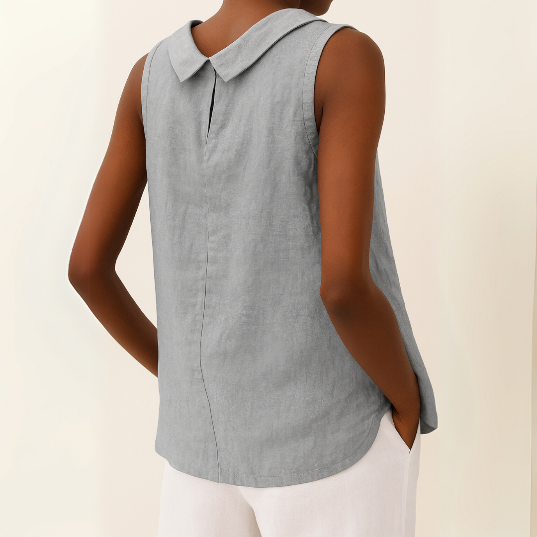 Rolled Collar Sleeveless Summer Top
