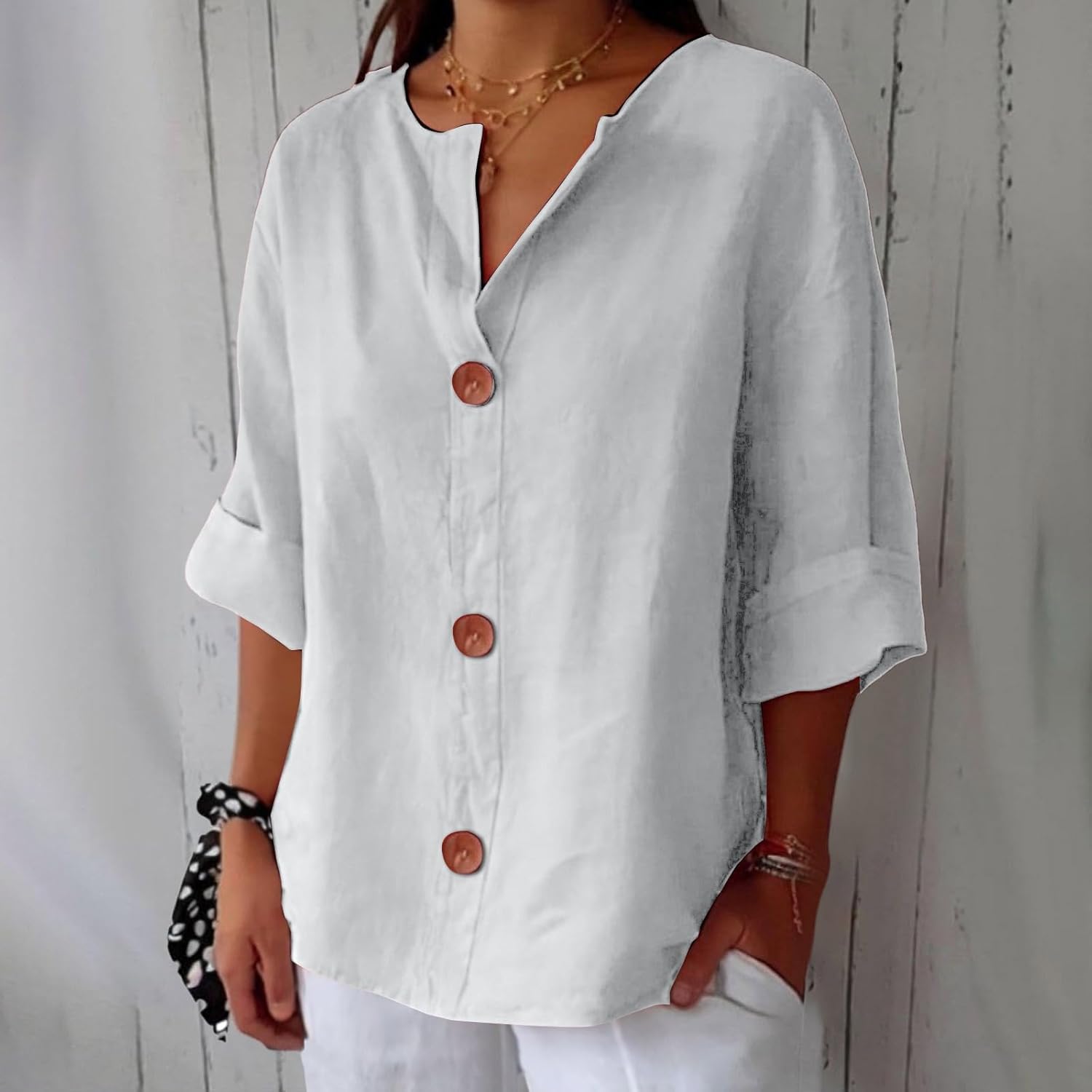 Relaxed Fit Linen Blouse