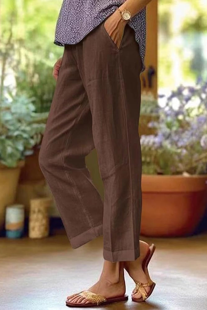Lightweight Straight Leg Summer Trousers with Side Pockets