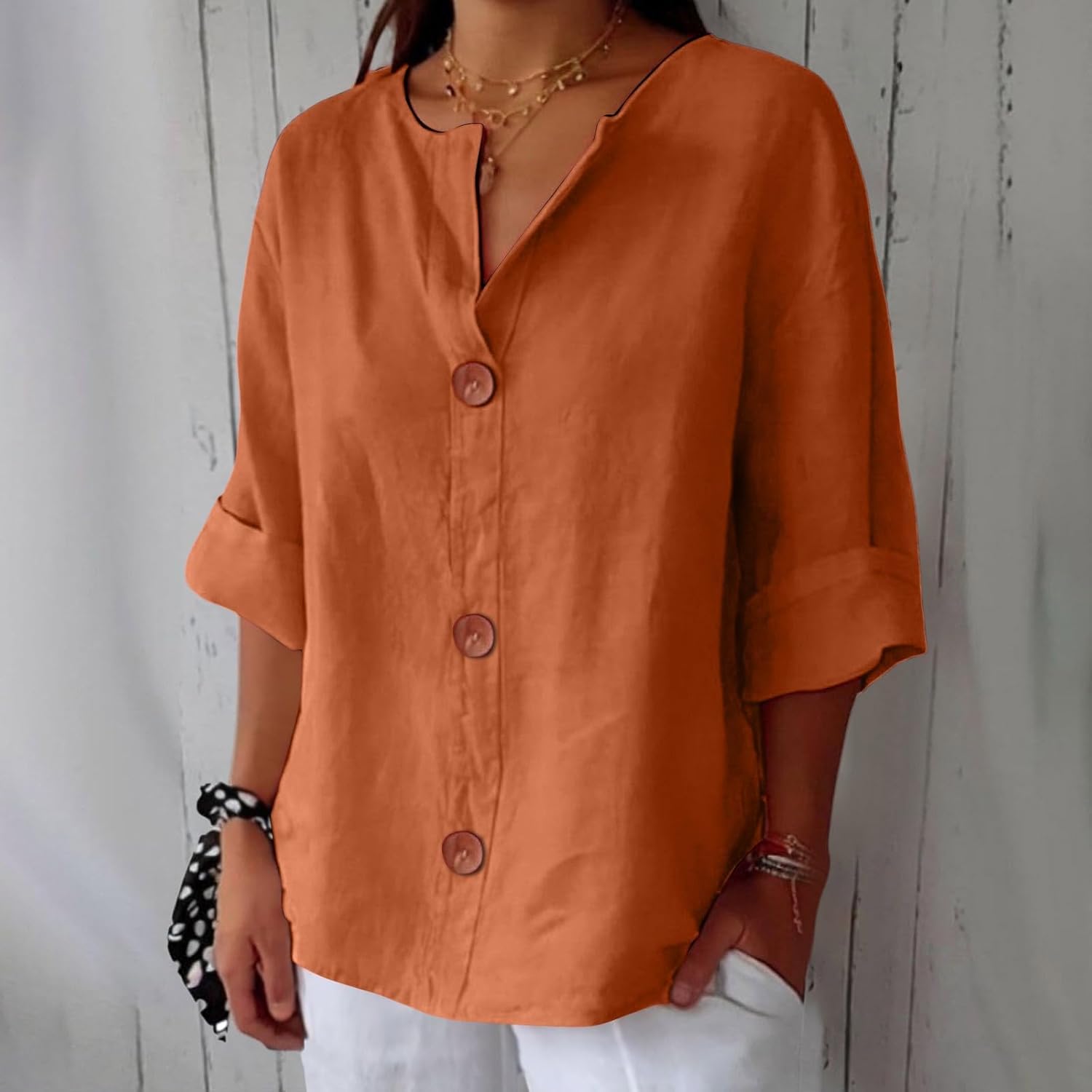 Relaxed Fit Linen Blouse